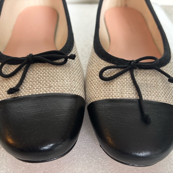 J. Crew Black and Cream Ballet Flats with Bow - Picture 3 of 9
